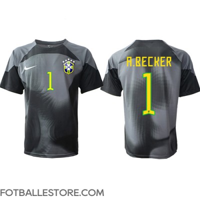 Brasil Alisson Becker #1 Keeper Hjemmedrakt VM 2022 Kortermet